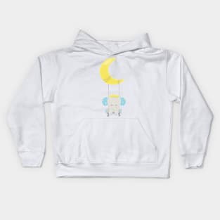 Cute Elephant, Elephant On A Swing, Crown, Moon Kids Hoodie